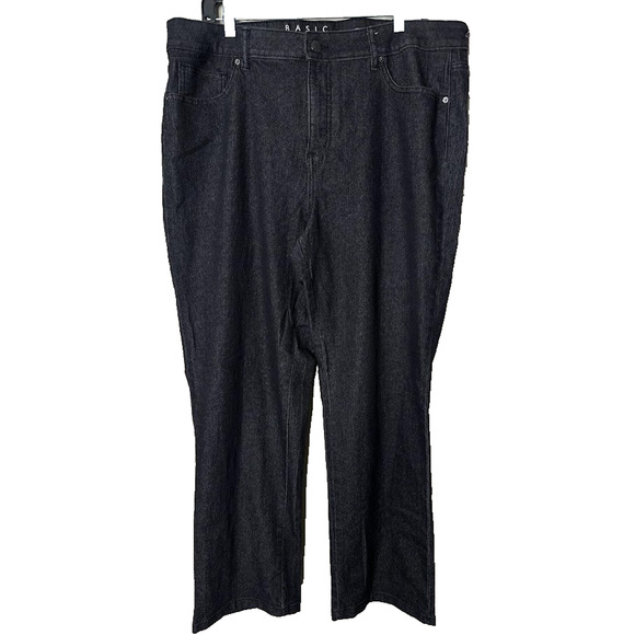 Denim 24/7 Womens Straight Jeans Size 22W Black Stretch High Rise - Picture 1 of 7